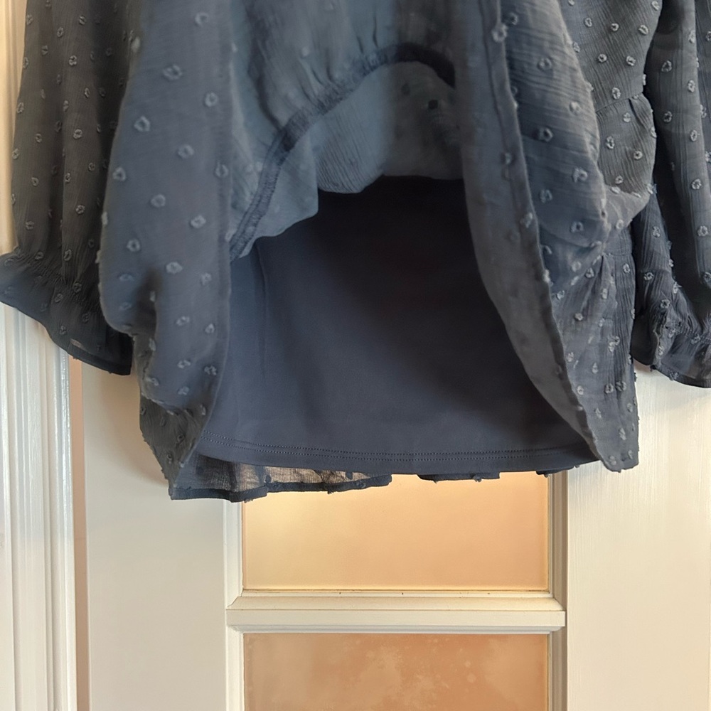Monteau Blue Ruffle Neck Blouse S - Picture 3 of 9